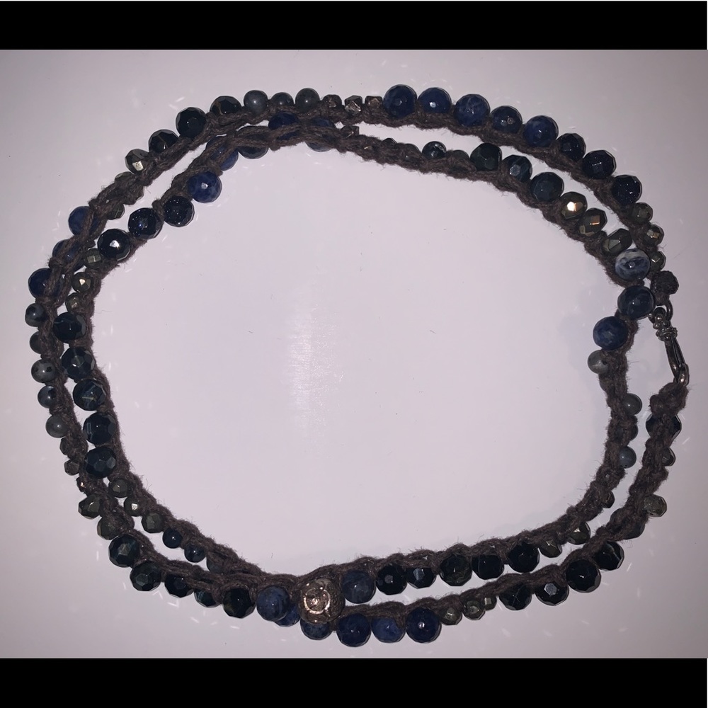 Gemstones and Leather Necklace or Wrap Bracelet